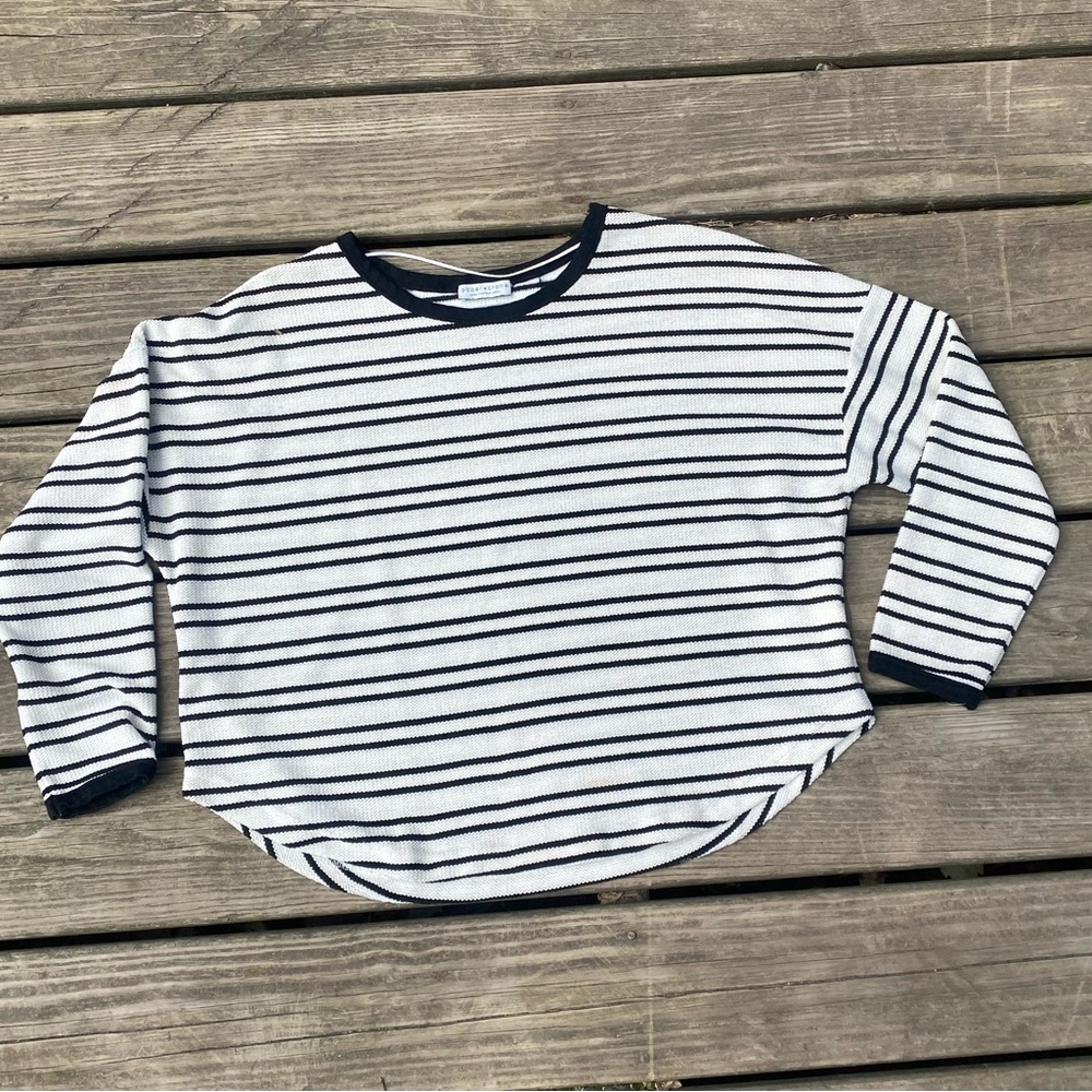 Paper Crane Black and White Striped Long Sleeve Tee